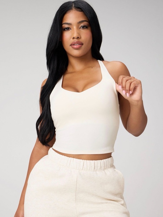 Fabletics Other - Fabletics Anywhere Cropped Built-In Bra Tank Bone Khloe Kardashian